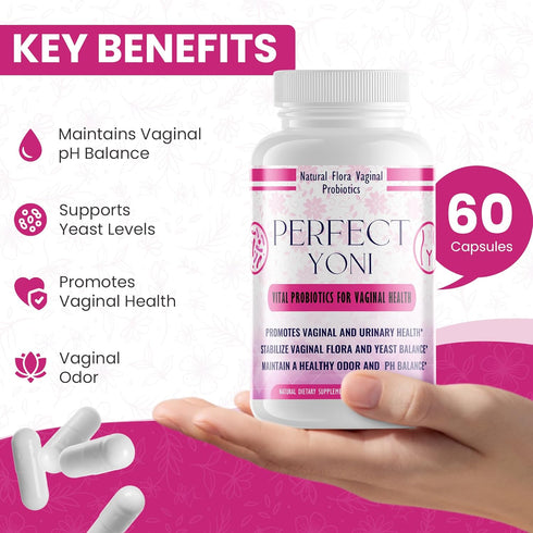 Perfect Yoni Female Vaginal Probiotics - 60 Capsules of Probiotics for Women with Lactobacillus Acidophilus & Lactobacillus Gasseri, Organic Women...