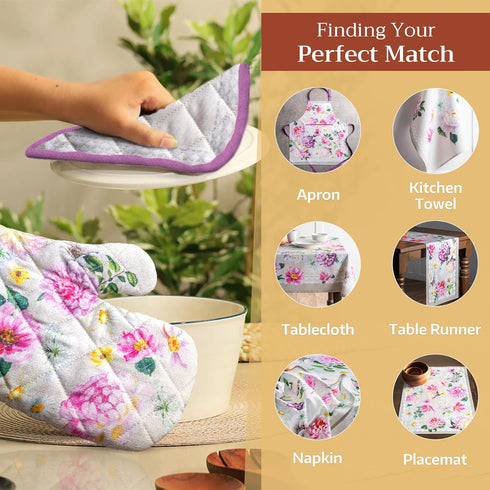 Maison d' Hermine Pot Holders Set 100% Cotton Heat Resistant Potholders 8" x 8" Hot Pads with Loop BBQ, Cooking, Baking, Grilling, Kitchen, Handli...