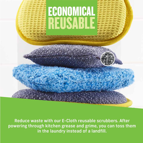 E-Cloth 2-Pack Non-Scratch Scrubbing Pads, Microfiber Scrubber and Dish Sponge, Ideal for a Streak-Free Clean Grill, Cast Iron and Dishes, Washabl...