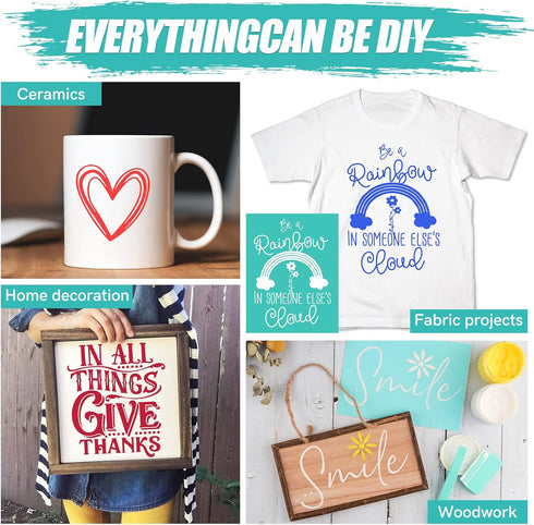 2Pcs Letters Pattern Silkscreen Stencil ,Reusable Self-Adhesive Silk Screen Printing, for Decor/Printing on Wood/Fabric/Wall/Cup/Plate/Glass/Paper...