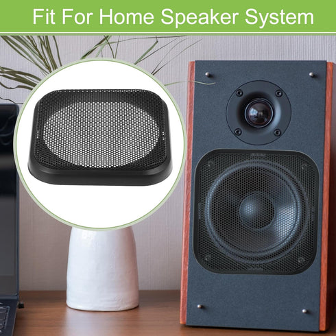 ACROPIX Universal 4" Car Speaker Grills Cover Mesh Square 4 Inch Audio Speaker Subwoofer Guard Protector Case with Mounting Screws ABS Black - Pac...