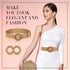 6 Packs Women Belt Straw Woven Elastic Wide Stretch Waist Belt Rattan Earrings Set, Tassel Hoop Drop Dangle Bohemian Fashion Earrings and Dress Br...