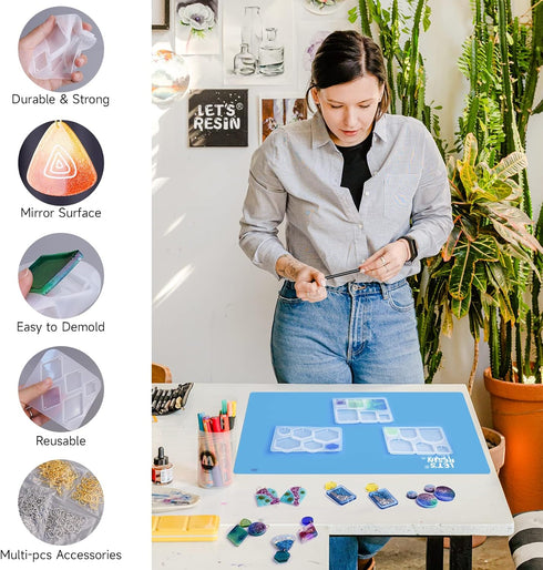 LET'S RESIN Resin Earring Mold, 171 Pcs Resin Jewelry Molds Making Kit with 11 Pack Variety Shape Resin Molds Silicone, Earring Molds for Epoxy Re...