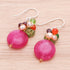 NOVICA Artisan Handmade Cluster Earrings Gemstone Beaded Dangle .925 Sterling Silver Thailand Birthstone 'Thai Joy'...