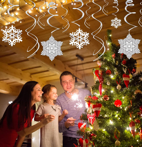Moon Boat 42Ct Christmas Snowflake Hanging Swirl Decorations from Ceiling - Winter Party Wonderland Xmas Holiday Ornaments...