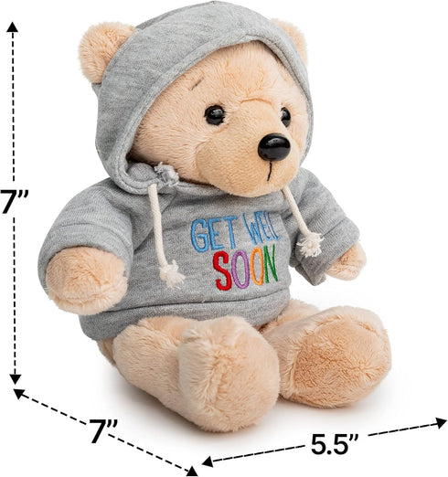 Ganz 9" Get Well Soon Teddy Bear with Gray Hoodie - Feel Better Gift for Kids & Women (Tan Nose Stuffed Animal)...