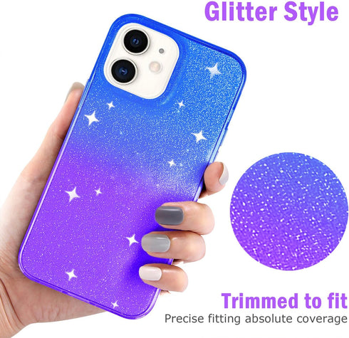 JJGoo Compatible with iPhone 11 Case, Clear Glitter Sparkle Shock Absorption Protective Phone Cases Cute Slim Thin Cover for Women Girls (6.1 inch...