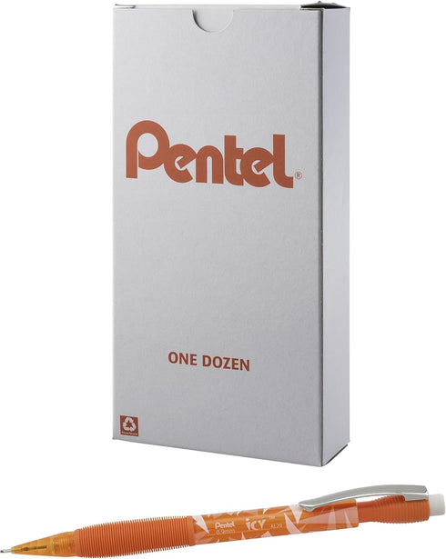 Pentel ICY Mechanical Pencil, (0.9mm), Tinted Orange Barrel, 12 pack (AL29TF)...