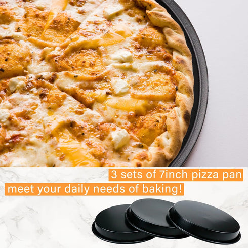 3pcs 7inch Non-Stick Bakeware Pizza Pan Aluminum Baking Pan for Healthy & Durable...