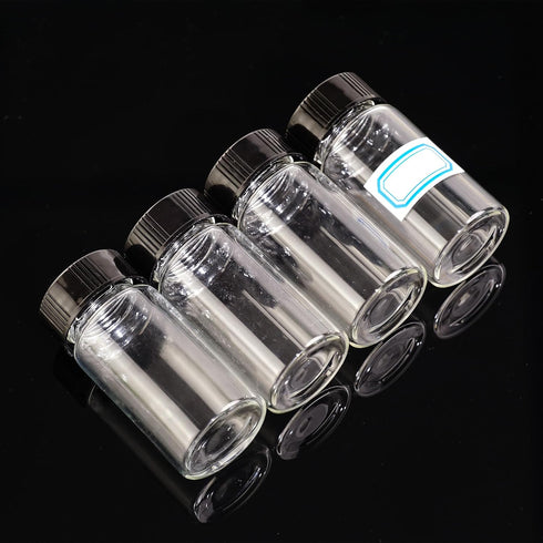 20ml Clear Glass Vials with Screw Caps and plastic Stoppers,Small Lab Sample Vials with Lids, Leak-Proof Liquid Storage Empty Vial. 20PCS...