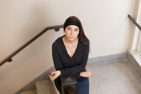RiptGear Stretch Sport Headband for Women (Solid Black) — Made of Non-Slip Sweat Wicking Fabric — Great for Yoga, Running or The Gym — Soft Headba...