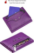 AINIMOER Small Leather Wallet for Women, Slim Compact Credit Card Holder RFID Blocking Wallets Organizer with Coin Pocket, Lichee Purple...