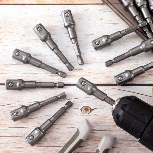 OIIKI 2 Pack 1/2 inch Square Socket Adapter Bit Set, Hex Impact Driver Power Bits, Extension Socket Adapter for Automotive DIY-1/4 Hex Shank...