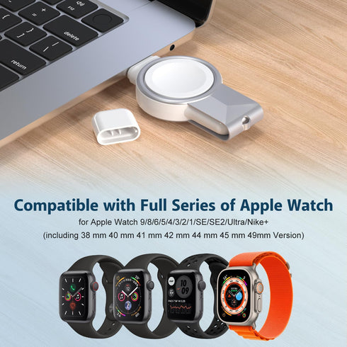 for Apple Watch Charger Portable, Magnetic Wireless iWatch Charger USB C & USB A Fast Charging Cordless Travel Charger Compatible with iWatch Ultr...