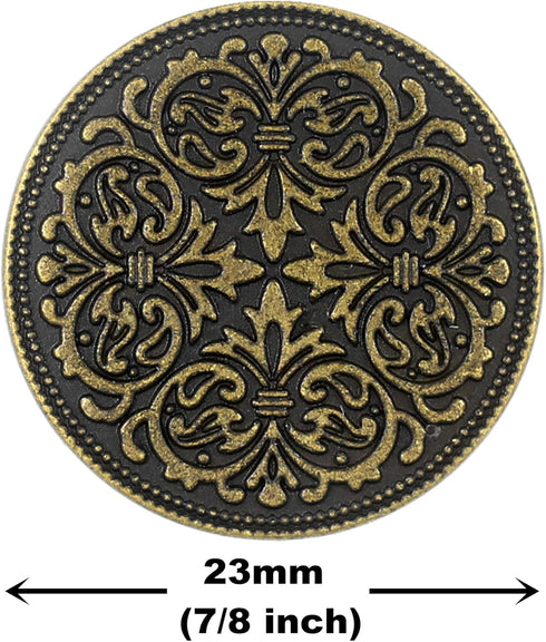 Bezelry 12 Pieces Mandala Metal Shank Buttons. 23mm. (Antique Brass)...