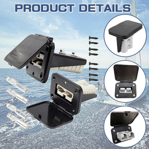2Pcs 120A Plug Mounting Panel for Anderson Connectors, Mount Bracket Panel Plug with Dust Cover, Battery Quick Connect/Disconnect Connector Mounti...