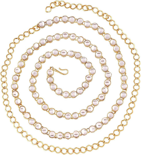 Aheli Ethnic Kundan Waist Chain Kamar Patta Faux Stone Studded Belly Chain Indian Traditional Saree Belt Wedding Party Wear Fashion Jewelry Gift f...