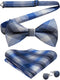 HISDERN Bow Ties for Men Pre-Tied Bow Tie Set Handkerchief & Cufflinks Plaid Classic Formal Bowtie for Party Wedding...