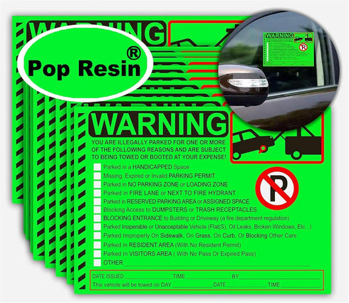 50 Pcs Parking Violation Stickers Notice Parking Violation StickersTow Stickers for Car Vehicle Private Warning Tag Adhesive Car Window Fluorescen...