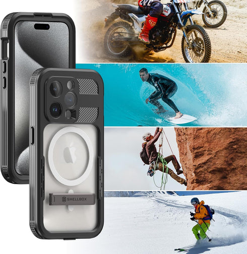 Designed for iPhone 15 Pro Max Case Waterproof with Stand, Shockproof Phone Case with Built in Screen Protector for iPhone 15 Pro Max Black...