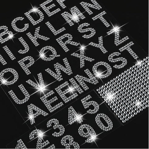 3 Sheets Glitter Letters Rhinestone Sticker Letter Bling Crystal Alphabet Number Stickers Gemstone Border 34 Letters and 10 Numbers Self-Adhesive ...