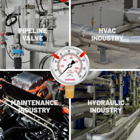 0-160psi Glycerin Filled Pressure Gauge, 2-1/2" Dial Size, Stainless Steel Case, with Red Range Mark, 1/4" NPT Lower Mount, for Measuring Air Comp...