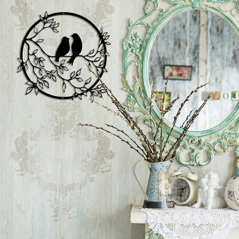 Ferraycle Metal Wall Art Bird on Tree Branch Silhouette Bird Art Decor for Living Room Garden Bedroom Office Home Wall Housewarming Party Decor(Bl...