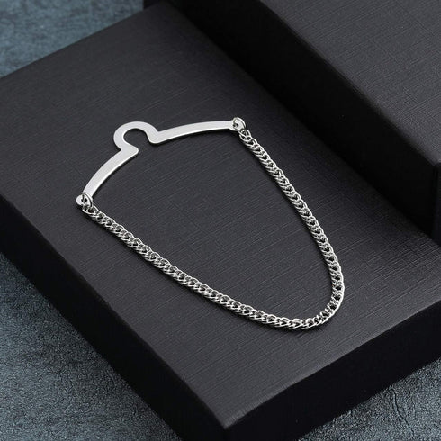 JOVIVI 2pcs Set Men's Silver Golden Necktie Tie Clips Link Chain Cravat Collar Pins Brooch w/Box...