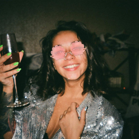 STOBOK Rimless Sunglasses, Seashell Shape Sunglasses Metal Sunglasses Fashion Sunglasses for Photo Props, Party (Yellow)...