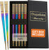 Reusable Chopsticks - Extra Long 9" - 5 Pairs per Pack - Made of Food-Safe Stainless Steel - Holographic Design - Asian Dining Utensils for Home K...