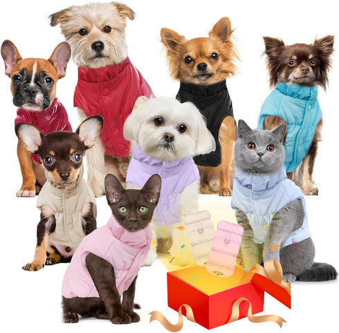 Winter Warm Dog Jacket for Small Medium Dogs Cat Cold Weather Coats with Harness Paded Dog Fleece Vest Waterproof Windproof Dog Snow Jacket Pet Pu...