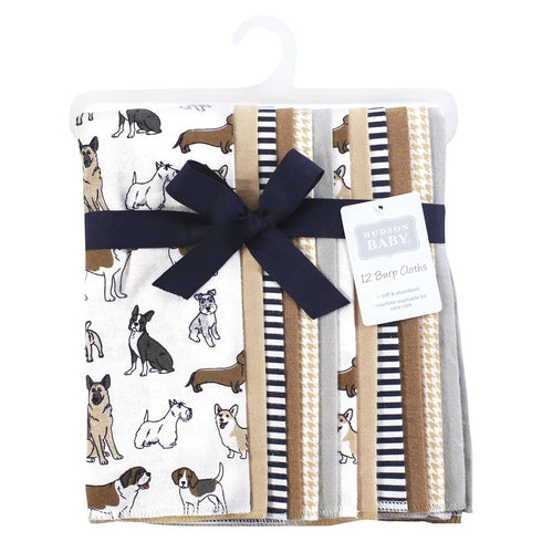 Hudson Baby Unisex Baby Flannel Burp Cloth 12pk, Handsome Dogs, One Size...