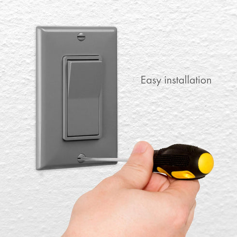 ENERLITES Single Pole Decorator Paddle Light Switch, Residential Grade, 15A 120V-277V, Gloss Finish, Grounding Screw, Back Insert and Side Termina...