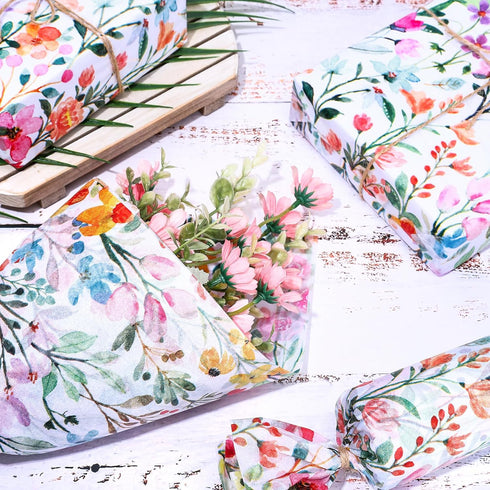 Whaline 100 Sheets Floral Tissue Paper Watercolor Flower Gift Wrapping Paper Colorful Wildflower DIY Art Craft Paper for Spring Wedding Birthday B...