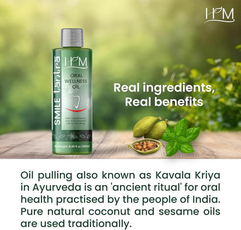 Smile Tantra Oil Pulling with Cardamom & Holy Basil Essential Oils for Oral Health, Healthy Teeth & Gums, Alcohol Free Mouthwash, Teeth Whitening,...