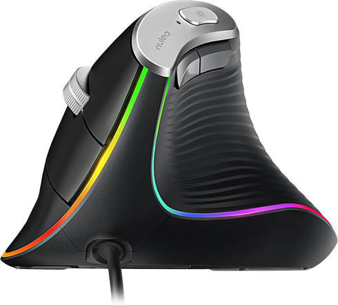 Nulea M504 Wired Vertical Mouse, USB Optical Ergonomic Mouse Wired with 4 Adjustable DPI, 11 RGB Backlight Modes, Compatible for Laptop, PC, Deskt...