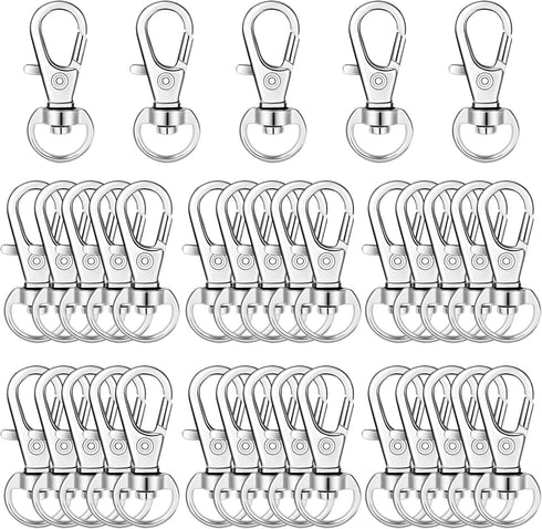 35 Pieces Swivel Clasps Lanyard Snap Hooks Swivel Snap Hooks Metal Keychain Clip Hooks Lobster Claw Clasps for Keychain Key Ring Crafts (Silver)...
