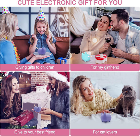 2PCS Cute Bluetooth Speaker, Mini Cat Portable Wireless Speakers with Stereo Sound, Built-in Mic, Dual Pairing,40H Playtime for Room, Desk Decor, ...