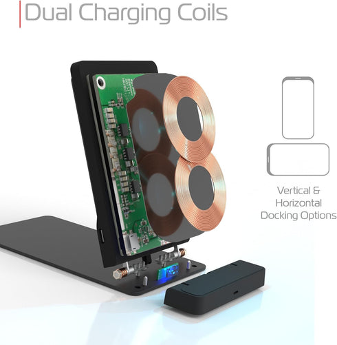 tzumi Multi-Angle Folding Desktop Wireless Charging Pad– Qi Fast Wireless Charger for iPhone X, iPhone 8 and 8+ and Android Qi Devices with Dual C...