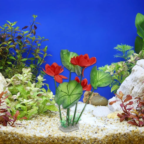 VOCOSTE 1pcs Fish Tank Aquarium Decorations Plants, Mini Aquarium Decorations Plastic Plants for Aquarium Decorations, Red 10.24"...