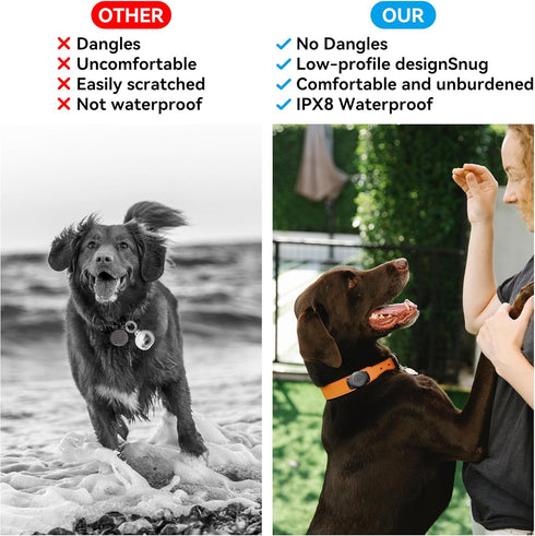AirTag Dog Collar Holder IPX8 Waterproof Carbon Fiber Mount (2 Pack) Ultra-Secure,Never Dehisce Apple Airtag case,Fits All Width Collars?for Small...