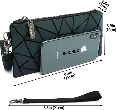 Small Clutch Purses for Women, Daily Use Wrist Purse, Geometric Luminous Wallet, Portable Wristlets Travel Clutch, Small Wrist Purses and Cosmetic...