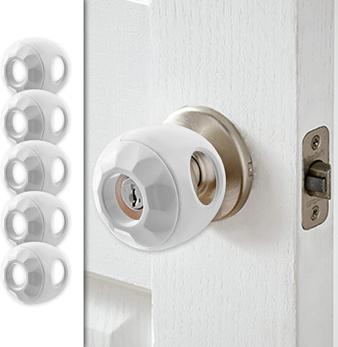 Door Knob Safety Cover for Kids - 5 Pack - Baby Proof Door Knob Covers - Door Locks for Kids Safety Child Proof - White...