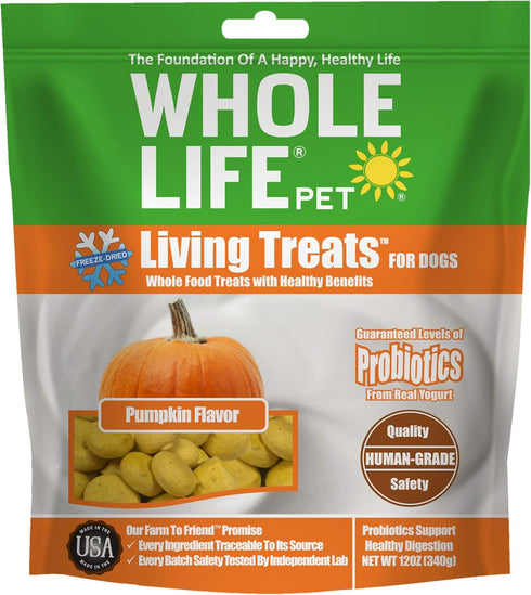 Whole Life Pet Human Grade Probiotic Dog Treats - Pumpkin & Yogurt – Easy Digestion, Firmer Stool, Sensitive Stomachs - Made in The USA...