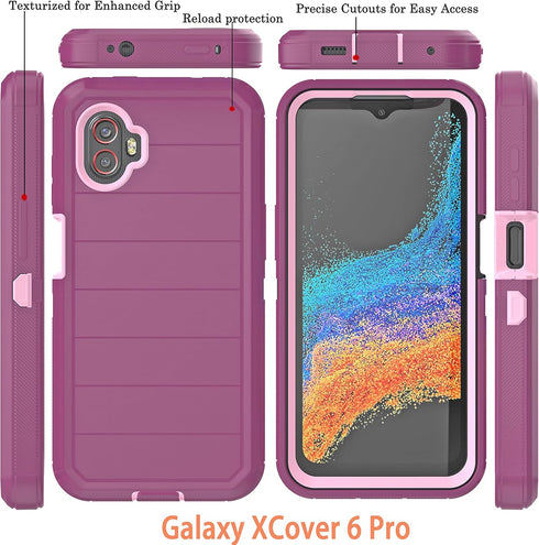 for Galaxy Xcover 6 Pro Case with Built in Screen Protector/Drop Proof 3-Layer Durable Cover/Shockproof Armor Drop Protection Solid Rubber Case fo...