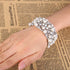 EVER FAITH Women's Crystal Simulated Pearl Stunning Bridal Wedding Hollow Elastic Stretch Bracelet...