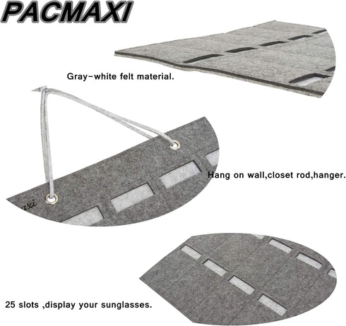 PACMAXI Sunglasses Storage Organizer, Wall Pocket Mounted by Sunglasses, Hanging Eyeglasses Storage Holder, Eyewear Display. (Grey, 25 Slot)...