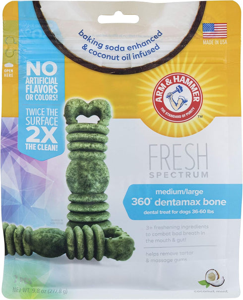 Arm & Hammer for Pets Fresh Spectrum 360 Degree Dentamax Bone, Medium/Large - 7 pcs | Arm and Hammer Baking Soda Dog Dental Bone Chew Treat | Dent...