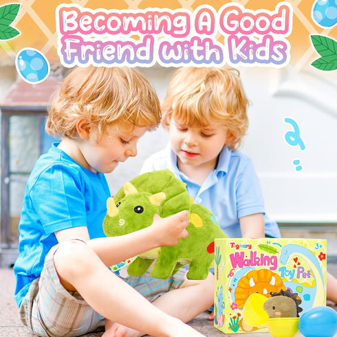 Tagitary Plush Toys Dinosaur Stuffed Animal Interactive Electronic Pet That Walking,Head Nodding,and Making Sound,Soft Plush Triceratops Toys with...