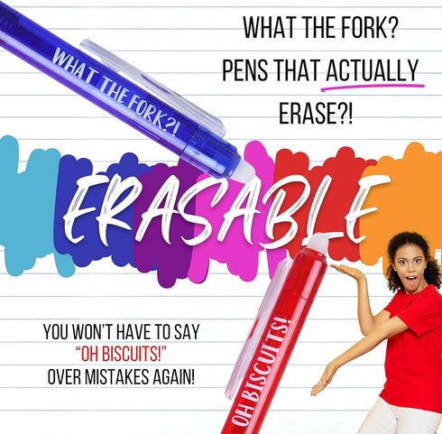 Funny Pens for Adults with Erasable Gel Ink Refills Included, 8 Pack Funny Pens for Coworkers with Ink Refills, Funny Nurse Pens, Funny Work Pens,...